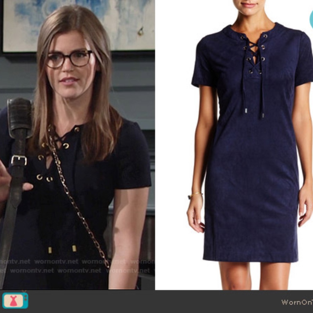 Eliza J – Lace Up Shift Faux Suede Dress Size 4